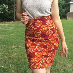 Rose Print LuLaRoe Cassie Skirt-Size Small
